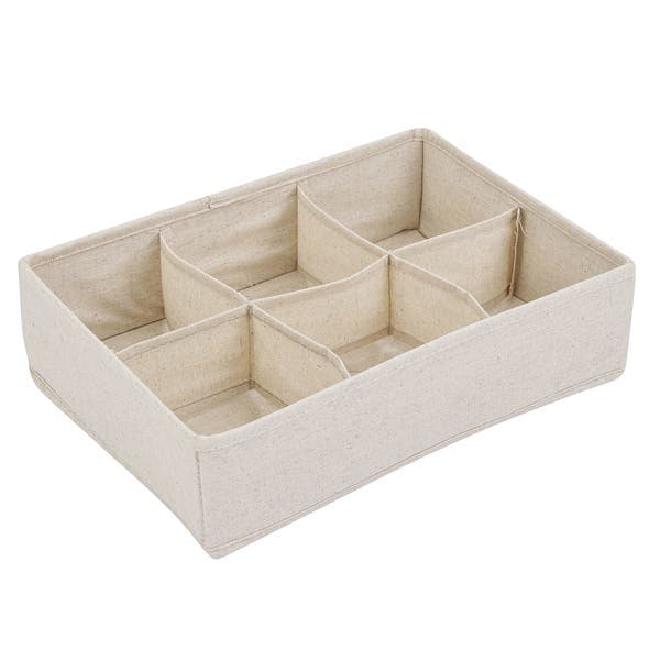 Organizador Dobrável 6 Divisórias Linho Quadrado Off White Oikos