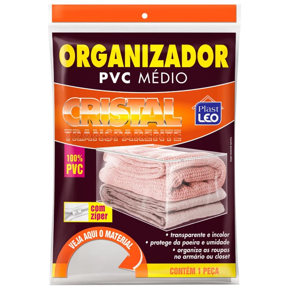 Organizador Pvc Transparente com Zíper 42x50cm - Plast Leo