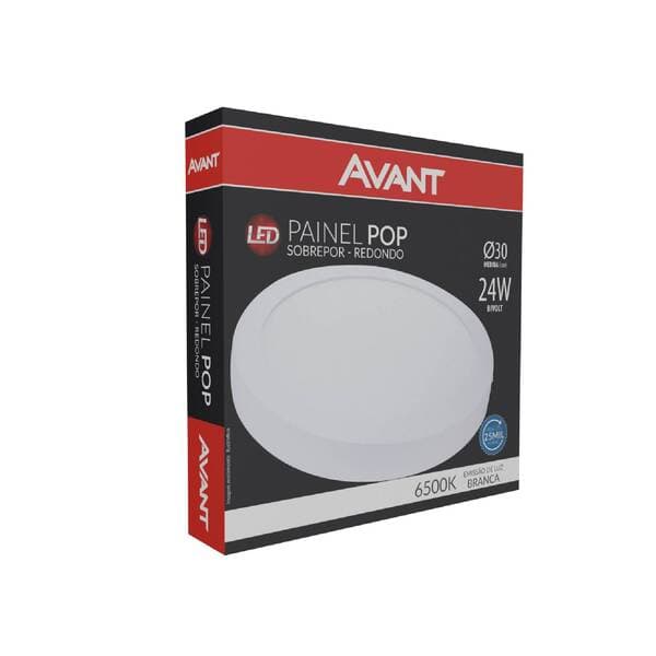 Painel de Led Sobrepor Redondo Branco 24W Avant Iluminação 30cm