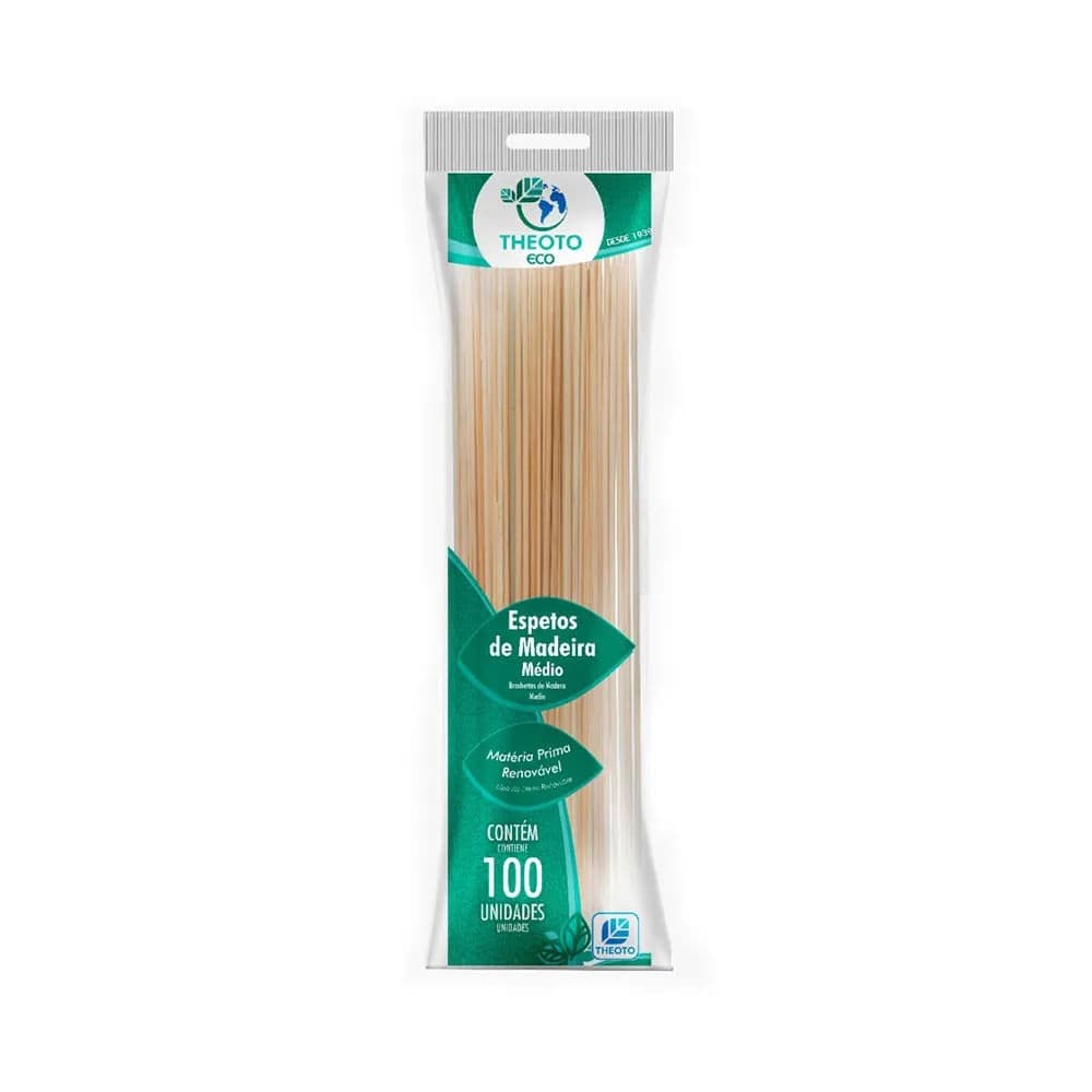 Palito para Espeto Médio 100 Unidades - Theoto