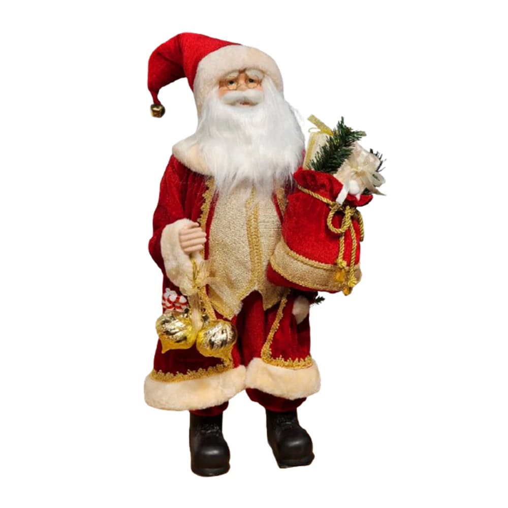 Papai Noel em Resina Vermelho e Bege 61x40x46cm