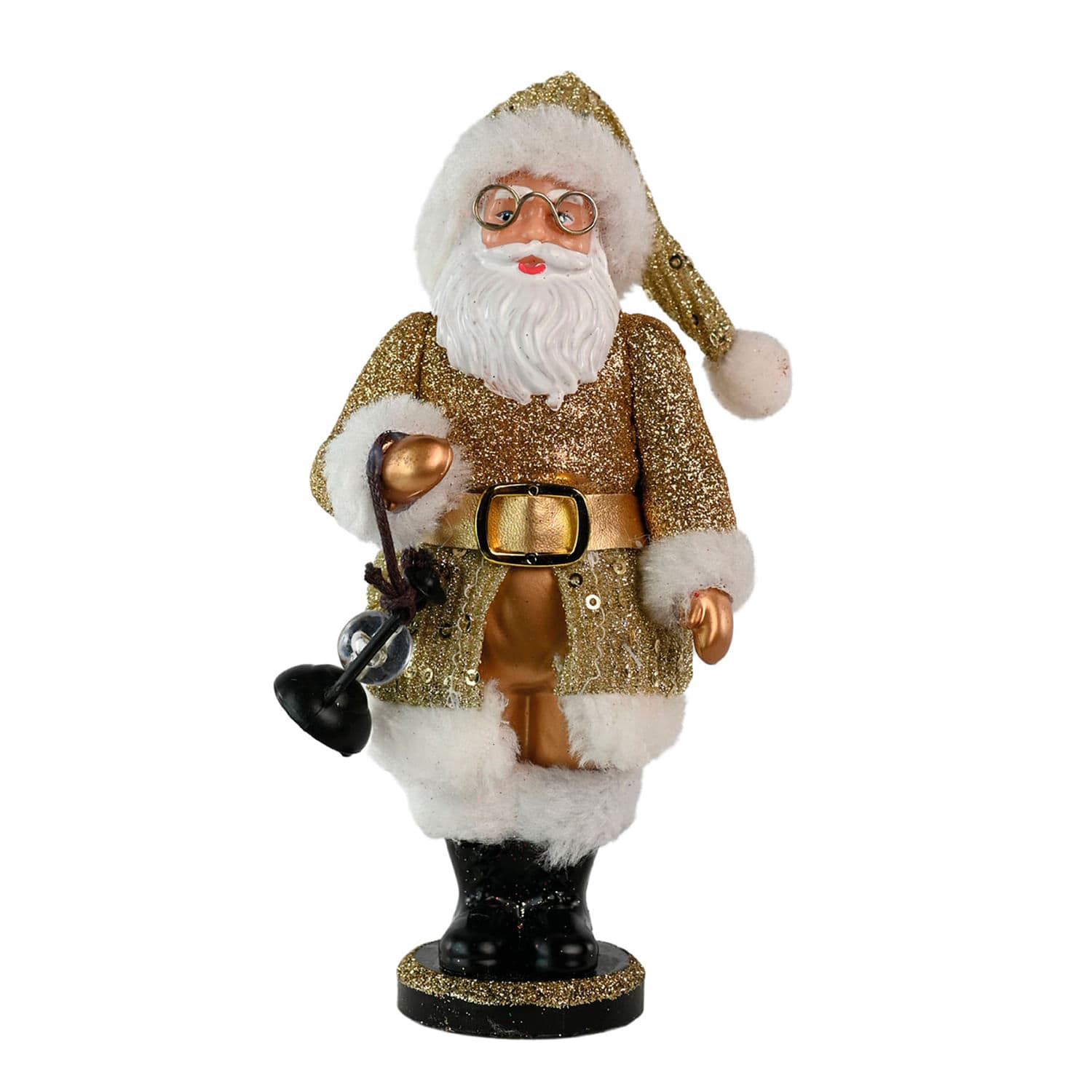Papai Noel Lanterna 17cm Dourado Glitter - Yangzi