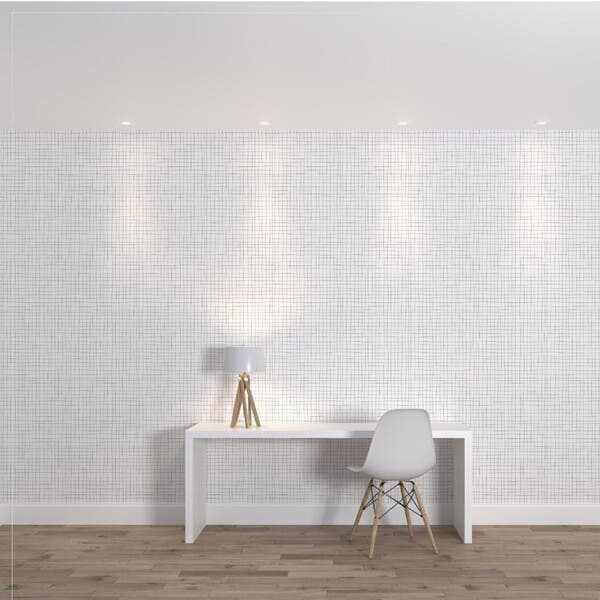 Papel de Parede de Poliéster e PVC Geométrico Branco 1,7x1m Muse