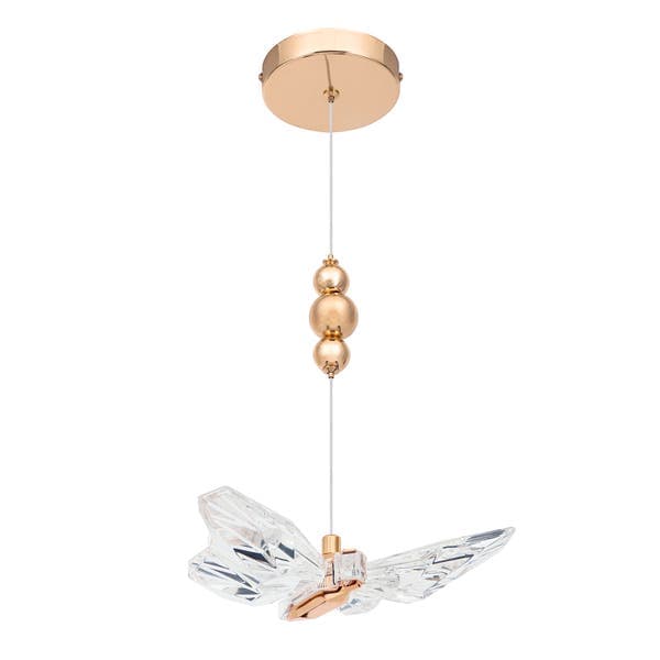 Pendente Borboleta Com LED Metal e Plástico Dourado Psyche Gmh