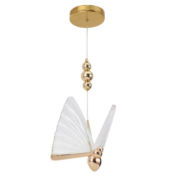 Pendente Borboleta com LED Metal e Plástico Dourado Wing Gold Gmh