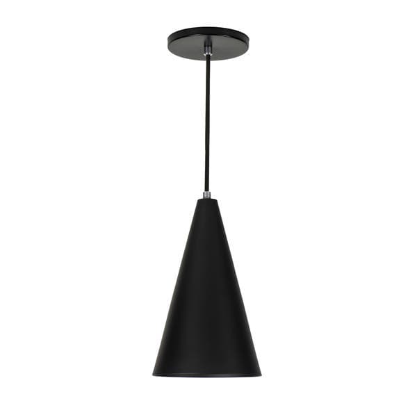 Pendente Cone 1 Lâmpada Metal Preto Cone Luz Vita