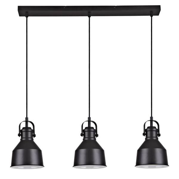 Pendente Cone 3 Lâmpadas Metal Preto Ézio Inspire