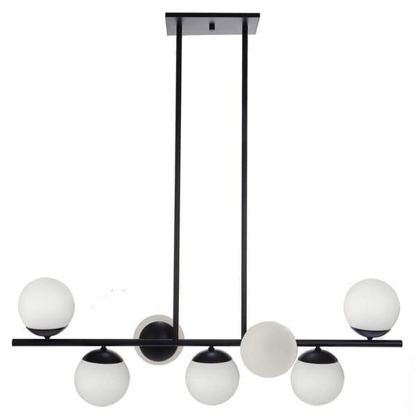 Pendente Linear 7 Lâmpadas com Haste Preto Pantoja & Carmona