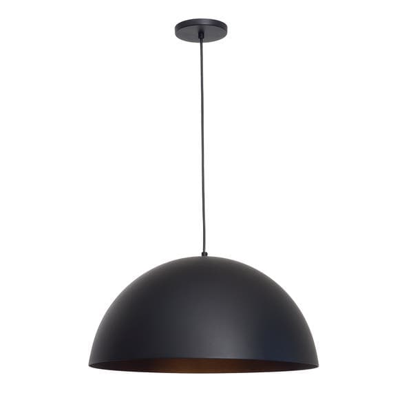 Pendente Meia Bola 1 Lâmpada Metal Preto Meia Esfera Auremar