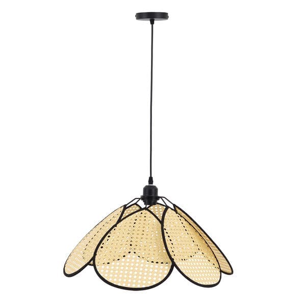 Pendente Petalas 1 Lâmpada Vime Rattan E27 50cm Oikos