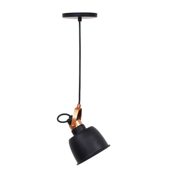 Pendente Redondo 1 Lâmpada Metal Preto e Cobre Abu Inspire