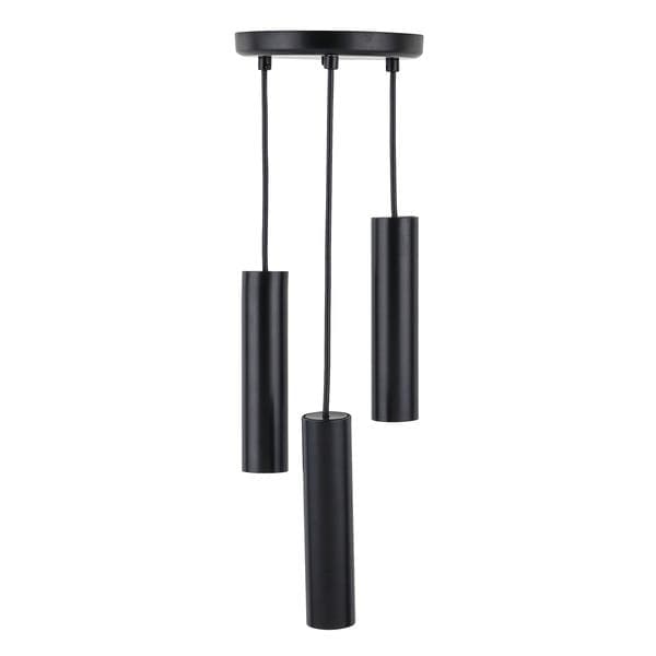 Pendente Tubo 3 Lâmpadas Metal Preto Mini Tube Auremar