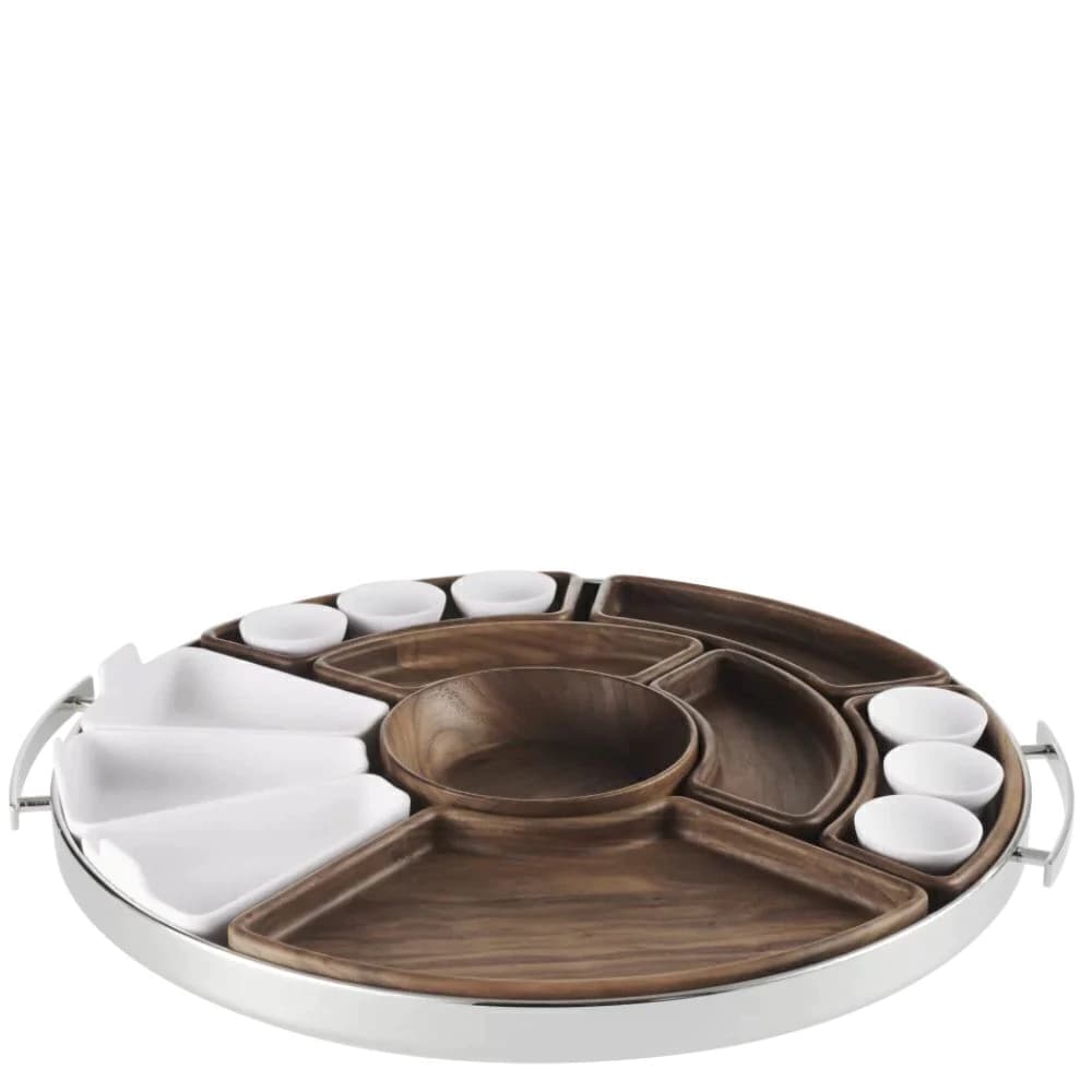 Petisqueira de Porcelana e Madeira Christofle Mood Asia 50cm