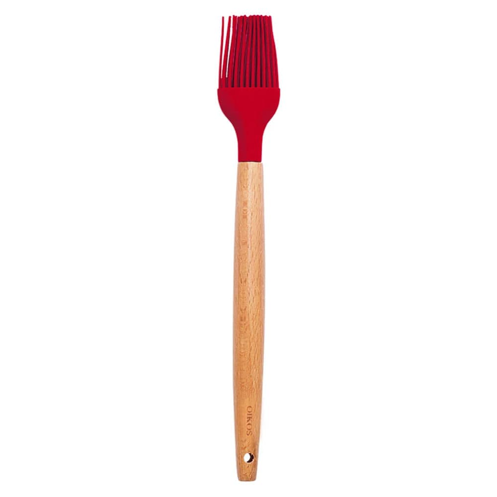 Pincel de Silicone com Cabo De Bambu 27cm Vermelho - Oikos