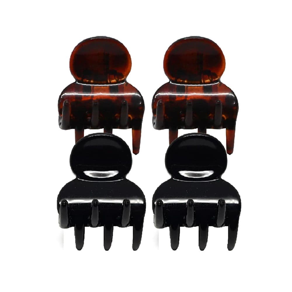 Piranha de Cabelo Mini Preta e Café 1,2 cm 4 Peças - Life B