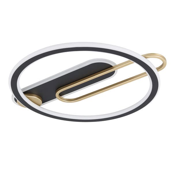 Plafon LED Redondo Preto e Dourado 53cm Plástico e Aço Lisboa Hevvy