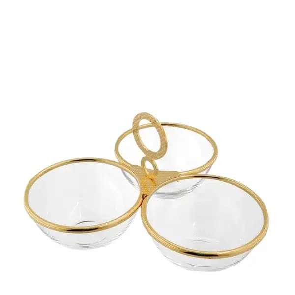 Porta-Aperitivo Triplo Sarezzo Ouro 24K Riva — Única