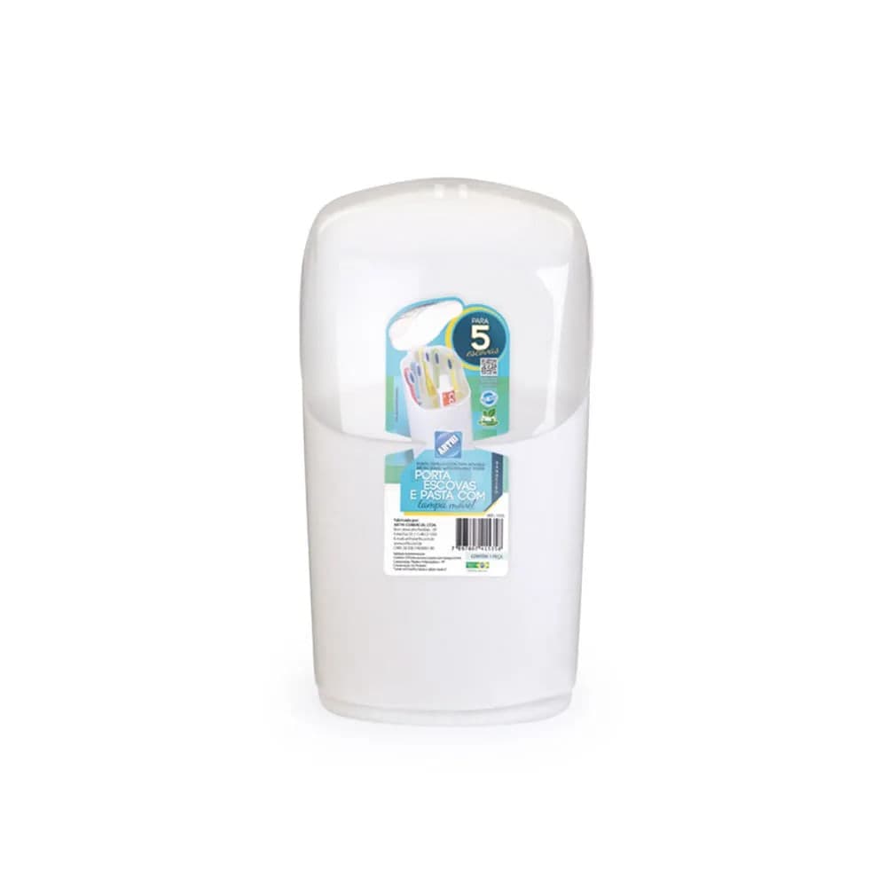 Porta Escova de Dente com Tampa Branco - Arthi