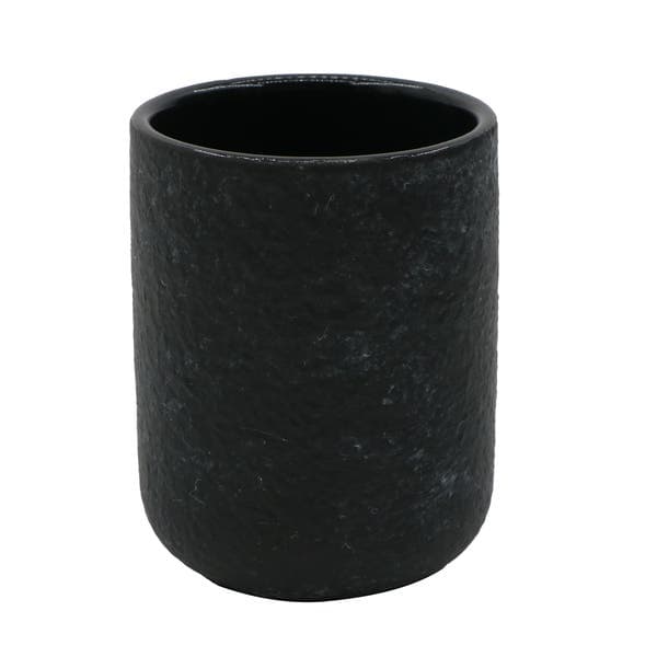 Porta Escova de Dente de Bancada para Banheiro Cerâmica Preto Oikos