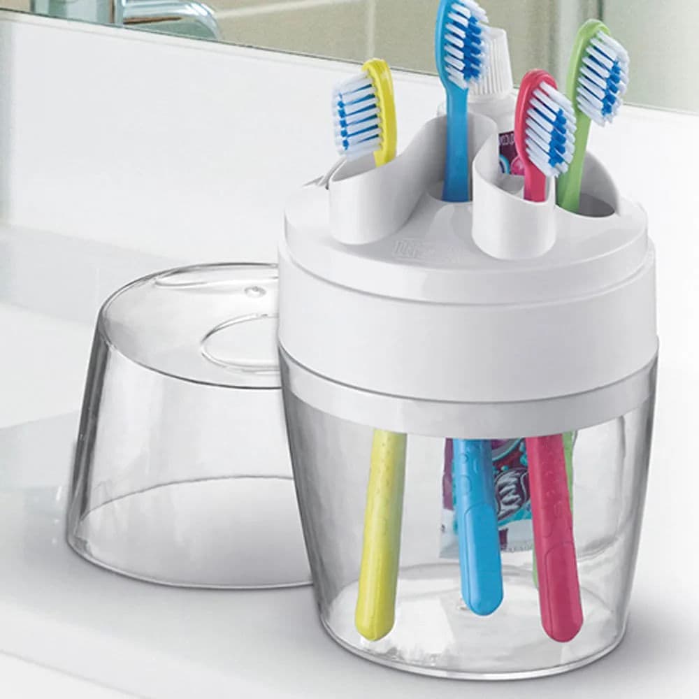 Porta Escova de Dente Plástico 20cm Branco - Arthi