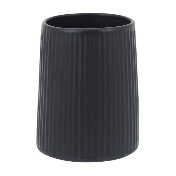 Porta Objetos de Bancada para Banheiro Cerâmica Preto Ribbed Oikos
