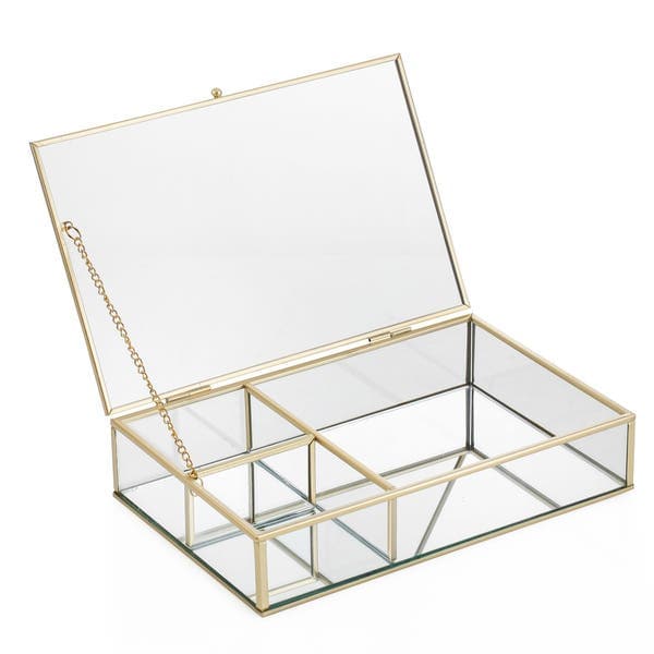 Porta objetos Retangular Dourado Bancada 25x6x16cm Oikos