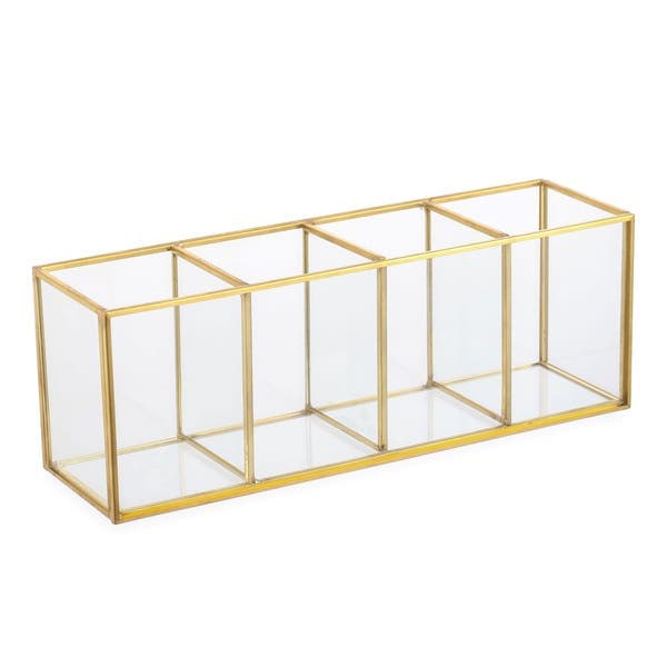 Porta objetos Retangular Dourado Bancada 25x9x7cm Oikos