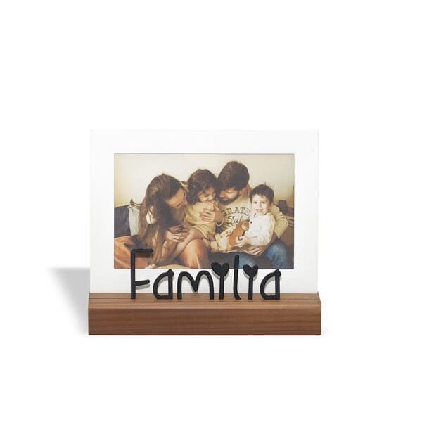 Porta Retrato Família Branco com Preto 10x15cm