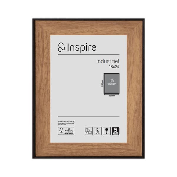 Porta Retrato Unifoto Industrial Walnut Preto 18x24cm Inspire