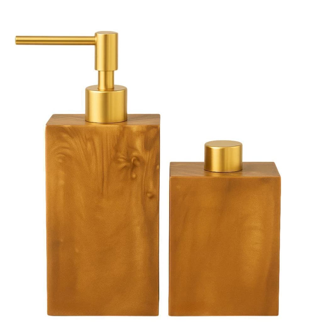 Porta Sabonete Líquido e Difusor em Resina Resimetal Gold 2PÇS