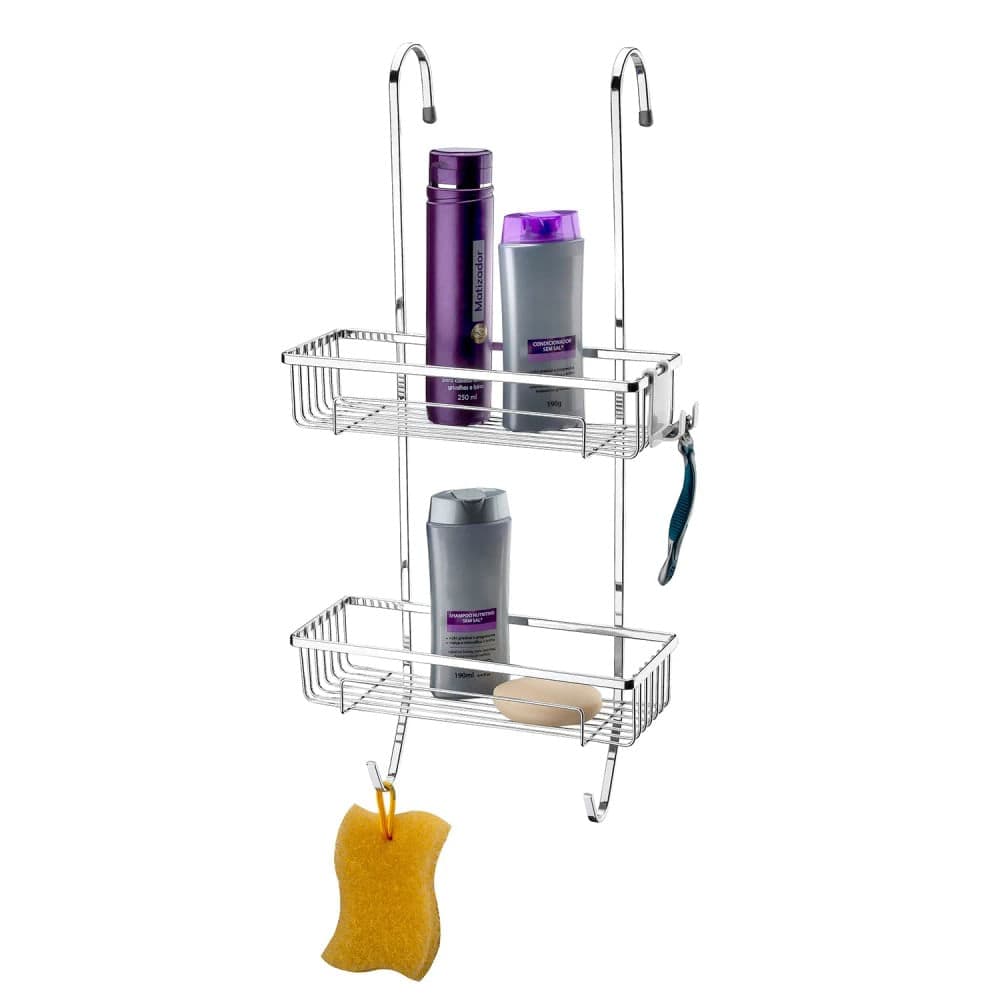 Porta Shampoo Duplo para Box 58cm Cromado - Future
