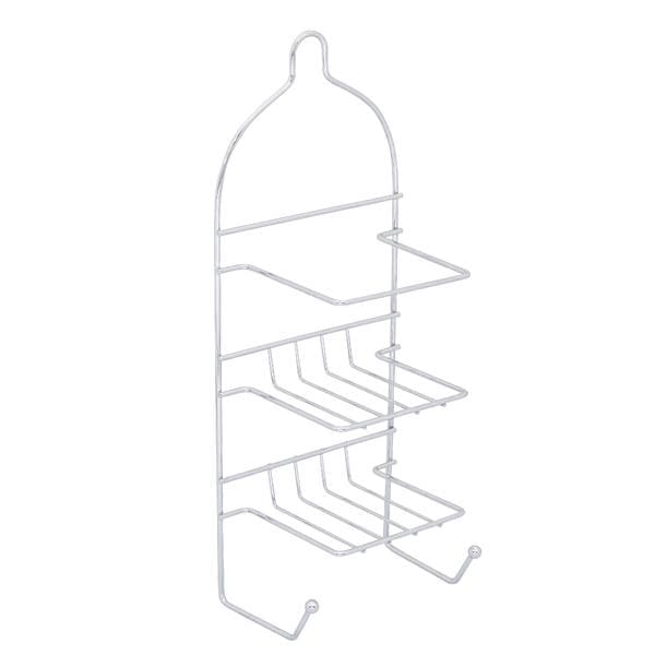 Porta Shampoo Reto Duplo Parafuso Metal Prata 40x16x10cm