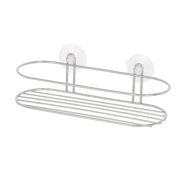 Porta Shampoo Reto Simples Ventosa Metal Prata 10x10x24,70cm Sensea