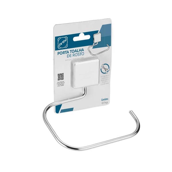 Porta Toalha Rosto Elegance Cromado com Parafuso e Bucha Arthi
