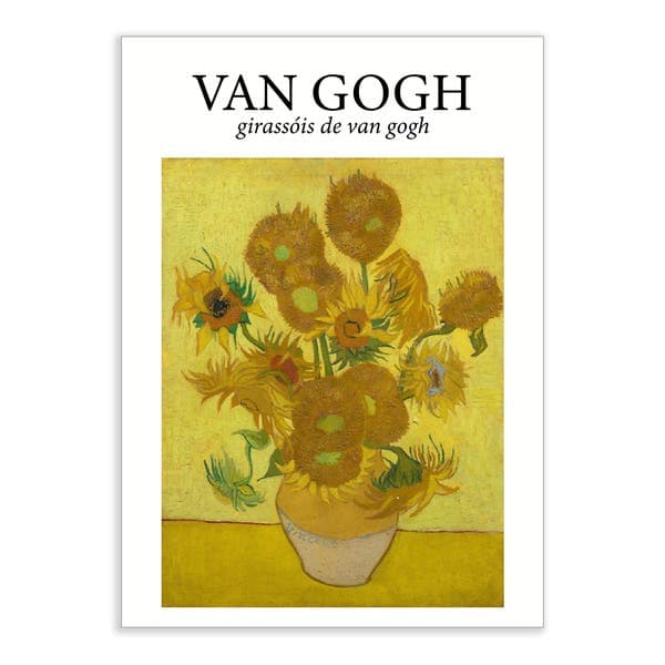 Pôster Van Gogh Girassóis Multicolorido 70x50cm Outlet dos Quadros