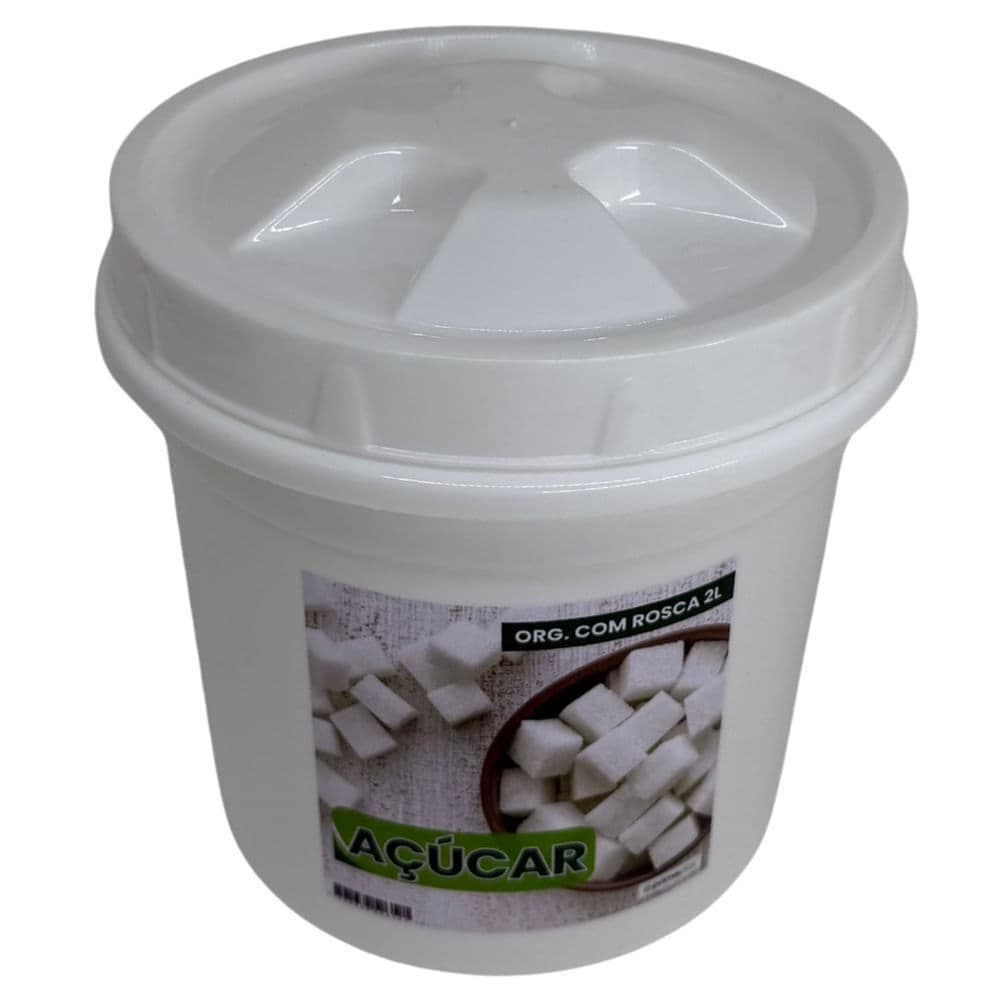 Pote de Plástico para Açúcar 2l Branco - Prime