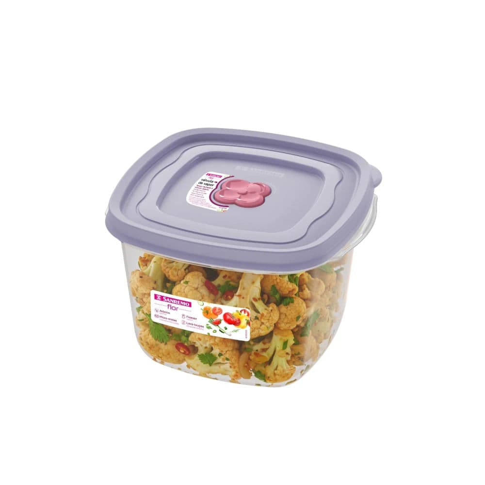Pote de Plástico Quadrado Flor 1,6l - Sanremo
