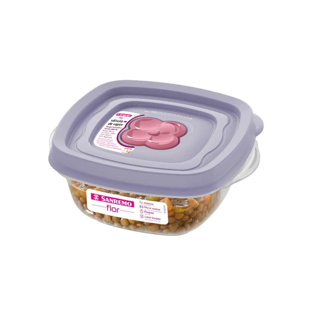 Pote de Plástico Quadrado Flor 280mL - Sanremo