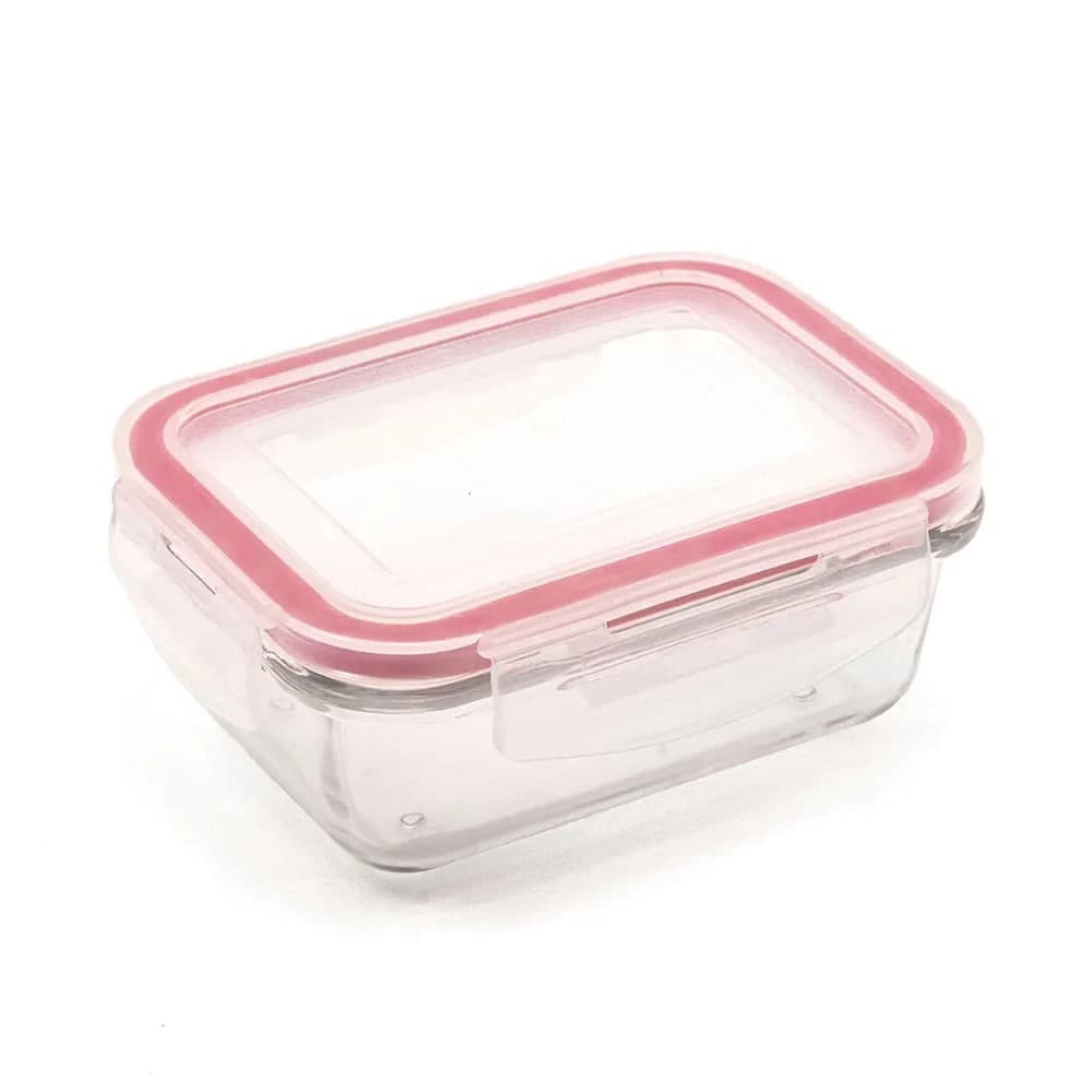 Pote de Vidro Hermético Retangular 330mL Rosa - Sanremo