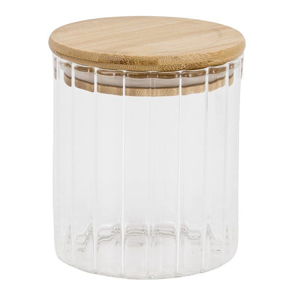 Pote Transparente 500ml com Tampa Bambu 9x10cm Oikos