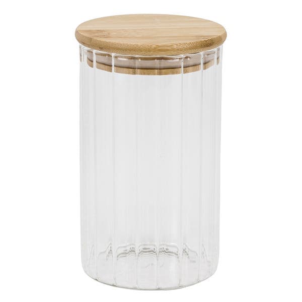 Pote Transparente 800ml com Tampa Bambu 9x15cm Oikos
