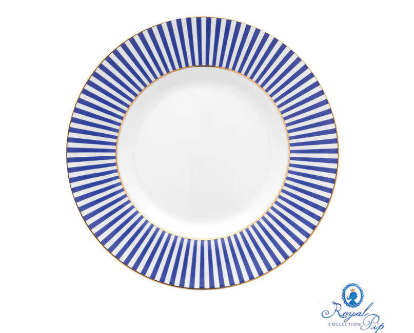Prato de Pão Royal Stripes Pip Studio Azul Dourado e Branco