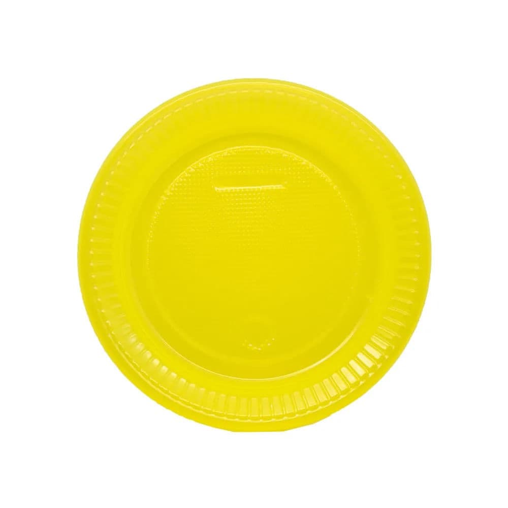 Prato Descartável Raso 10 Unidades Amarelo Neon 15cm - Bello Festas
