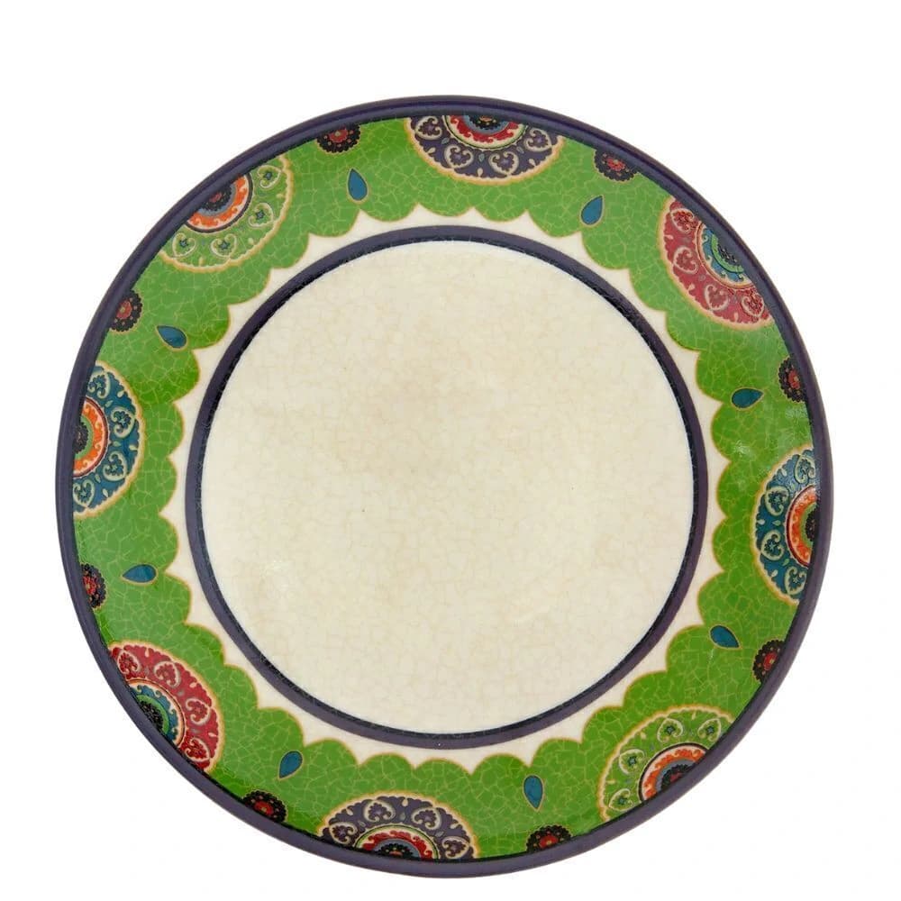 Prato Fundo de Cerâmica Jaipur Verde 22cm
