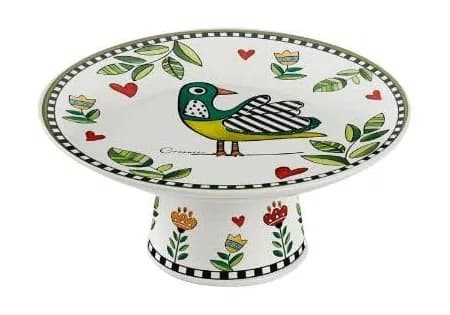 Prato P/ Bolo com Pé 19x9cm Verde Cocorico - Egan Italy