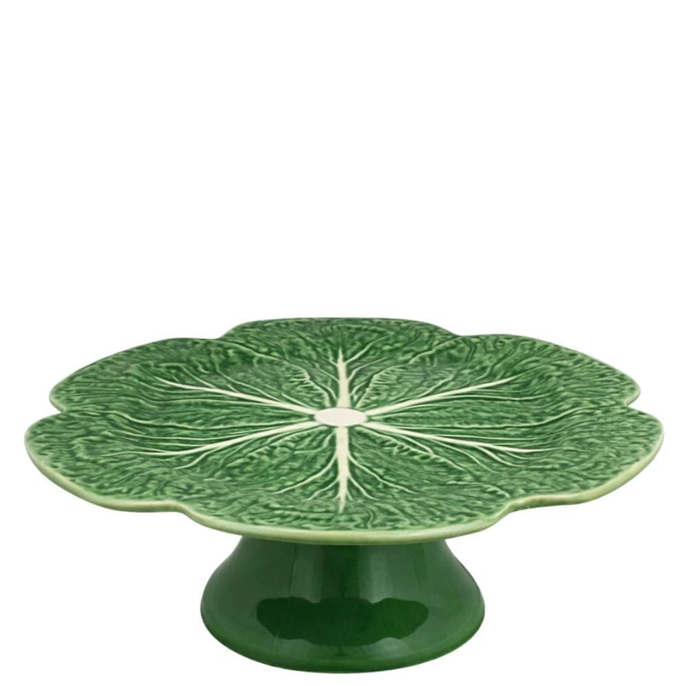 Prato para Bolo de Cerâmica Bordallo Pinheiro Couve 31x13cm