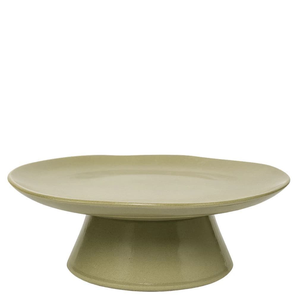 Prato para Bolo de Cerâmica Verde Oliva 31cm