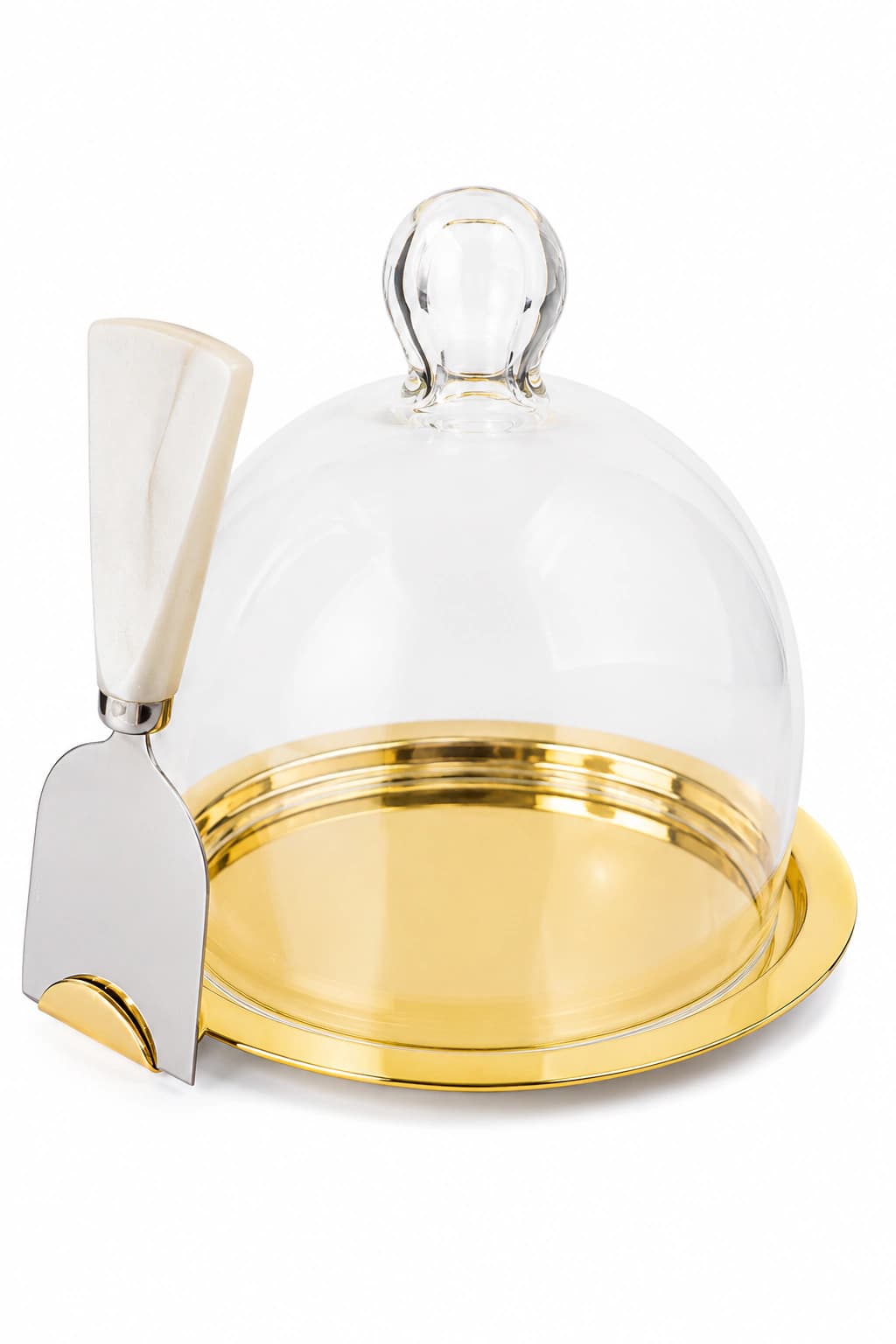 Prato para Queijo Susa com Espátula Ouro 24K Riva