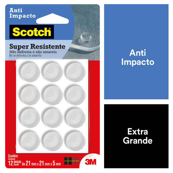 Protetor Anti-Impacto Redondo 21mm Extra Grande 3M Scotch 12 peças