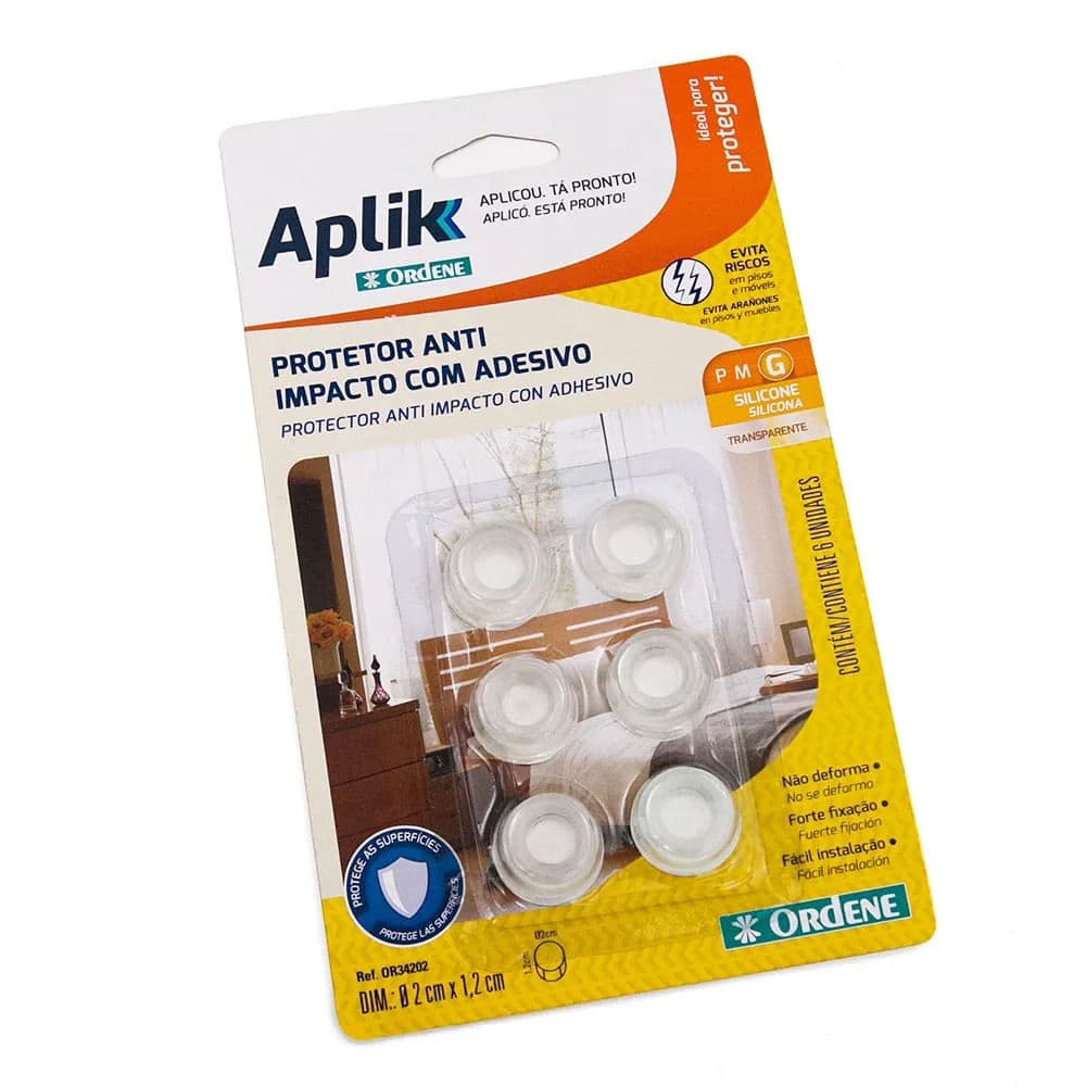 Protetor Anti Impacto Redondo com Adesivo G 6 Peças - Ordene